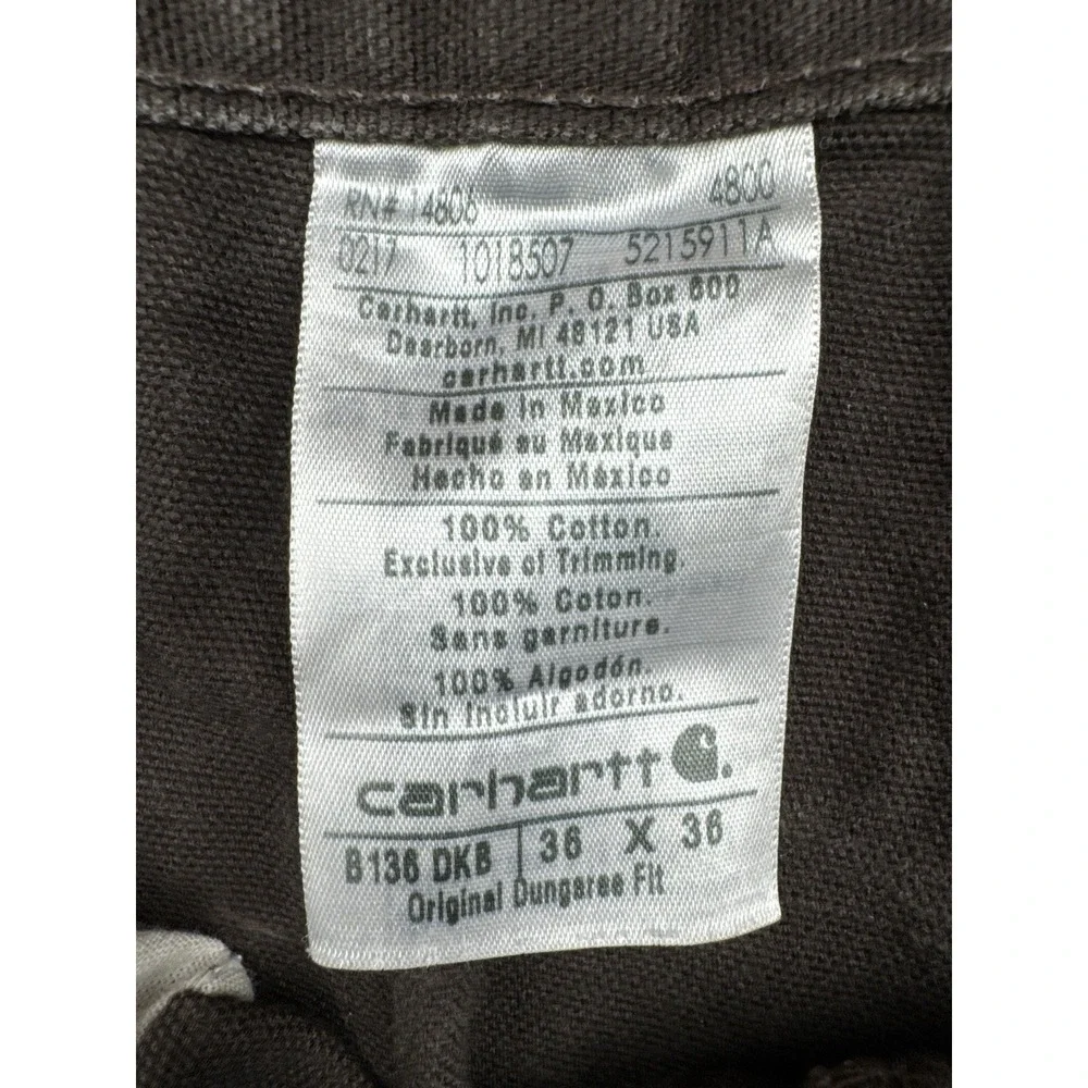 Carhartt B136 DKB Double Knee Carpenter Work Pants Chocolate Brown 36x36
